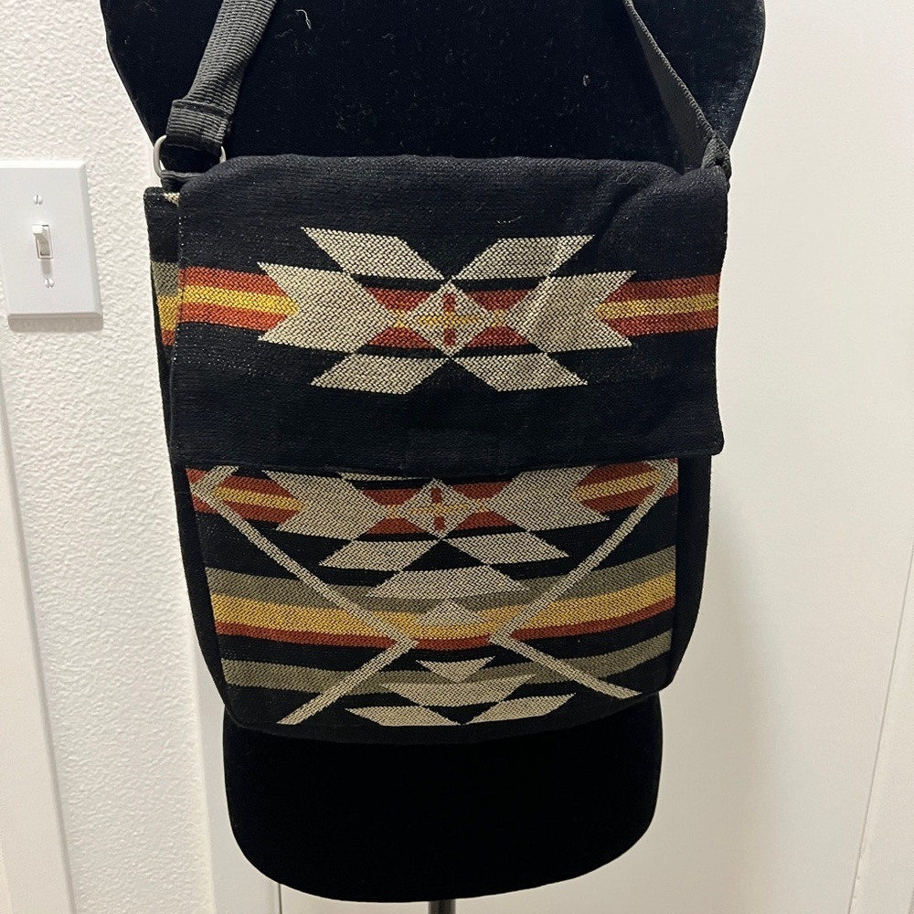 Southwest Aztec Tribal Crossbody Bag – Woven Messenger Purse, Lined
